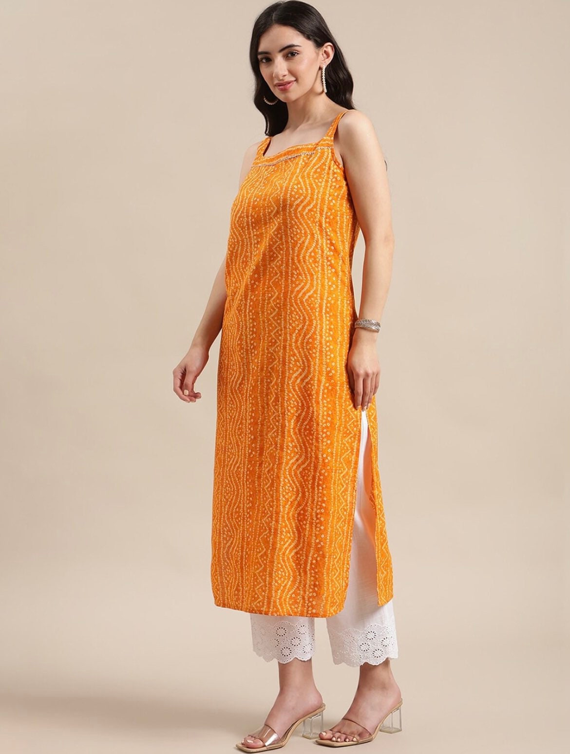 Women's Multi Floral Cotton Straight Round Neck Kurtas - Myshka | Multi  color tops, Knee length, Length sleeve