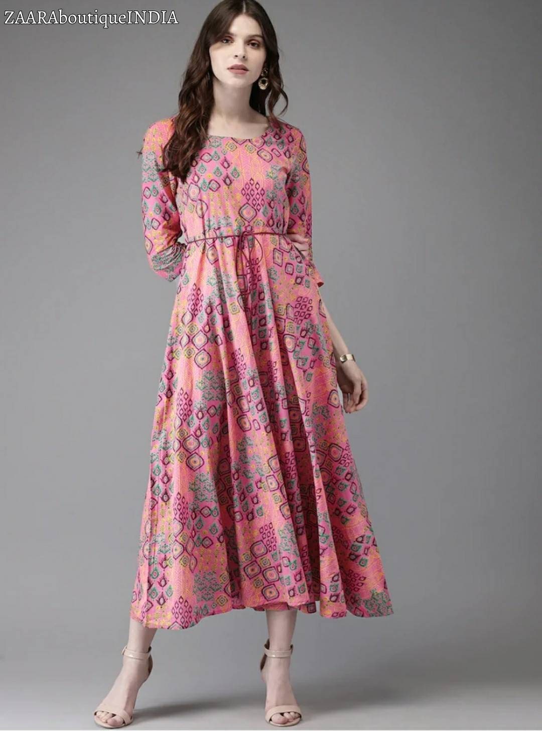 Anarkali Kurta Pink Printed Fusion Anarkali Kurta - Etsy