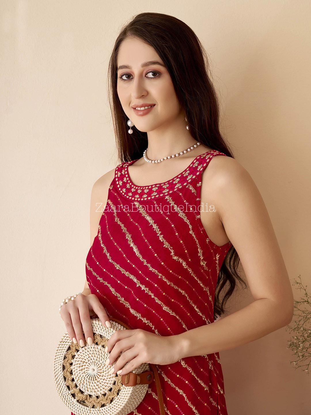 Red Bandhani Dress - Etsy