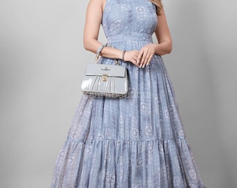 Grey Maxi dress For Women | Womens Dresses | Indian Boho Dress | Women Party Dress | Indian Ethnic Dress | Plus Size Dress 3XL