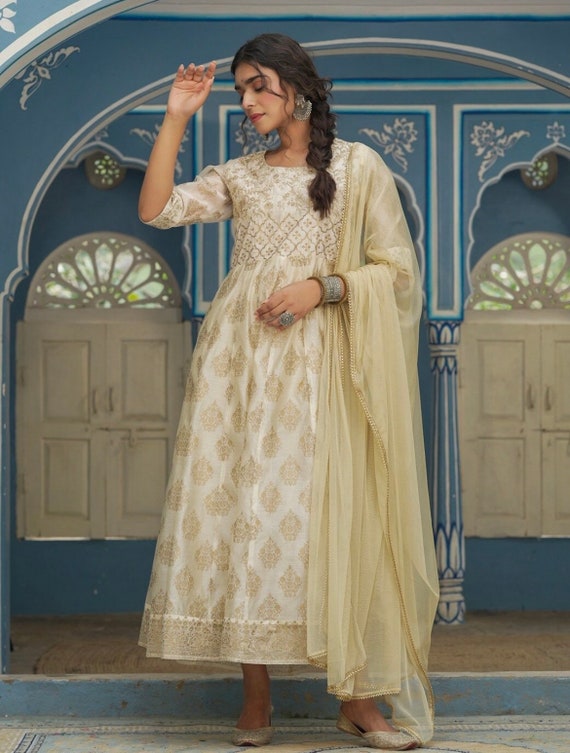 Indian Wedding gown embroidery belt Kurti Set Anarkali Party gown Plus Size  | eBay