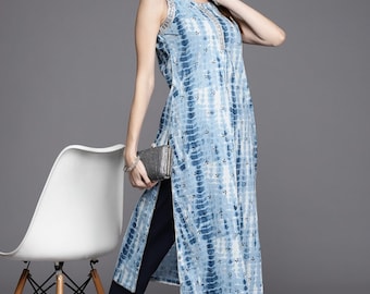 Kurta Women | Cotton Kurti For Women | Hand Printed Kurti | Sleeveless Kurti | Gift For Her | Summer Wear For Women | Indian Ethnic Dress