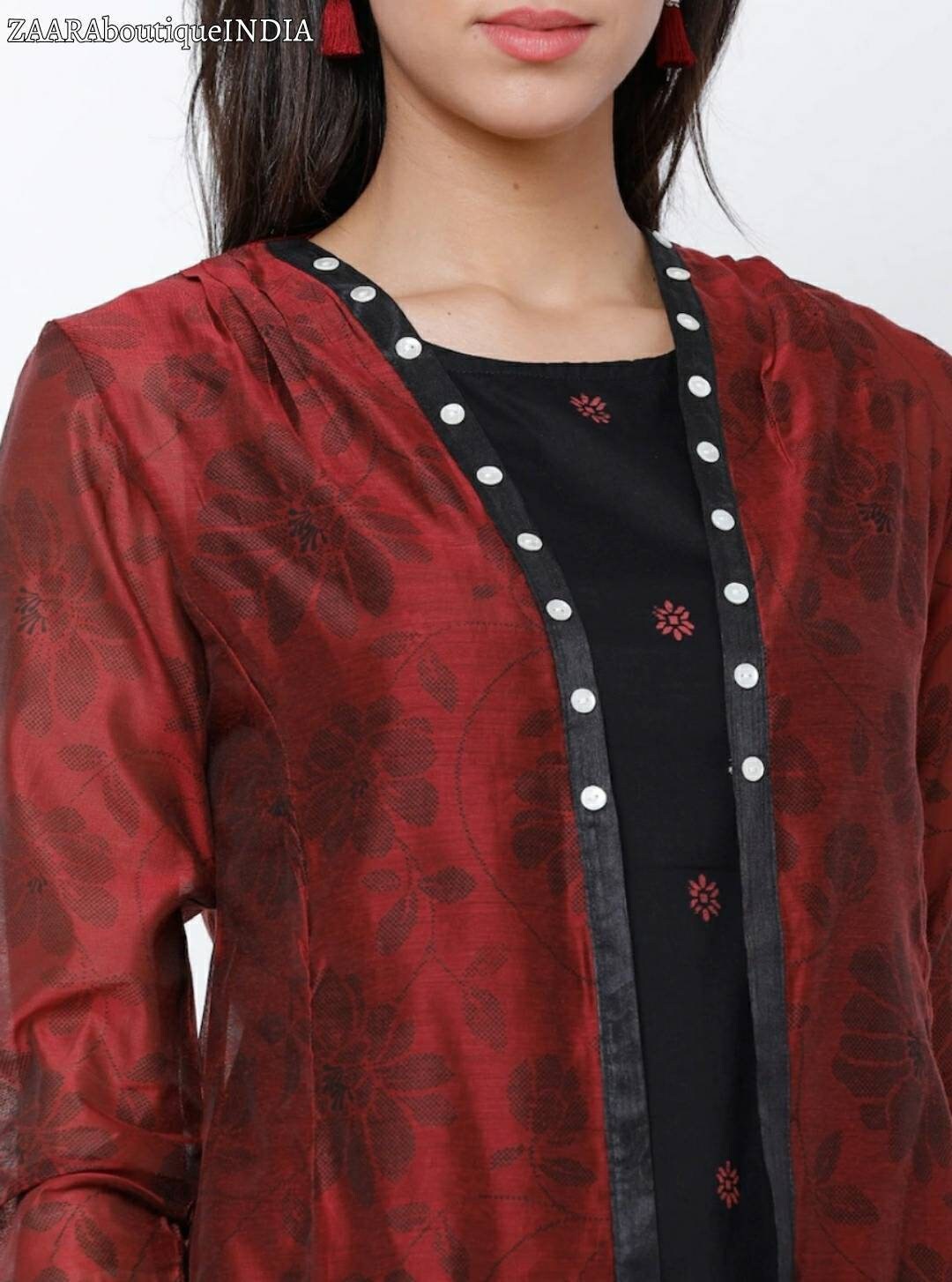 Pre-Order Maroon Parsi Gara Hand Embroidered Jacket Suit – Talking Threads