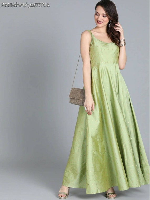Green colour one piece best sale dress