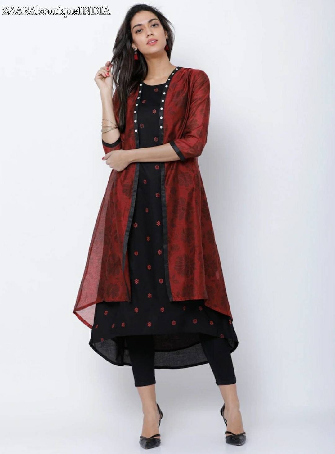 Fancy Designer Jacket Style Anarkali Cotton Festive Wear Kurti, Wash Care:  Dry Clean