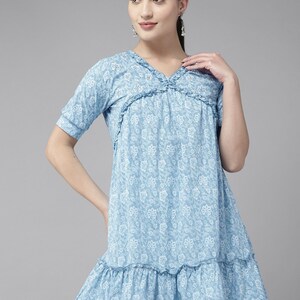 100% Pure Cotton Kurti For Women - Tunics For Women - Indian Ethnic Tops - Boho Hippie Tops Tees T-shirt - Summer Tops Women - Short Kurta