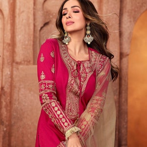 Buy Rosewood Pink Straight Cut Suit - Pakistani Style Pant Suit – Empress  Clothing