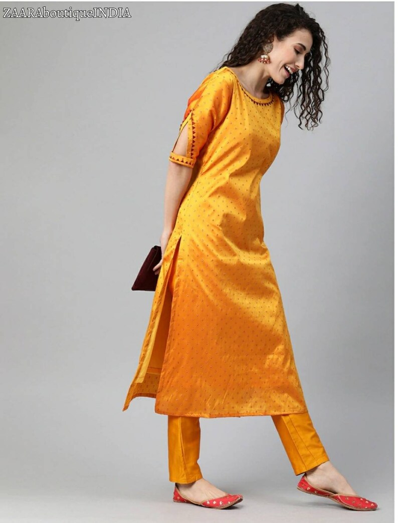 Indian Wedding Dress Indian Dress For Women Women Party Dress| Reception Haldi Dress Crafted Kurta And Trouser Set-Indian Ethnic Dress