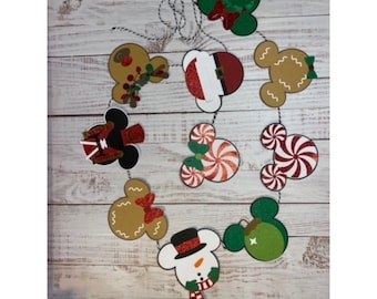 Mickey Mouse Christmas Garland, Handmade Holiday Banner