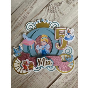 Custom Disney Princess Cake Topper, Princess party decor, Princess party supplies, Castle cake topper, Personalized  Cinderella cake topper