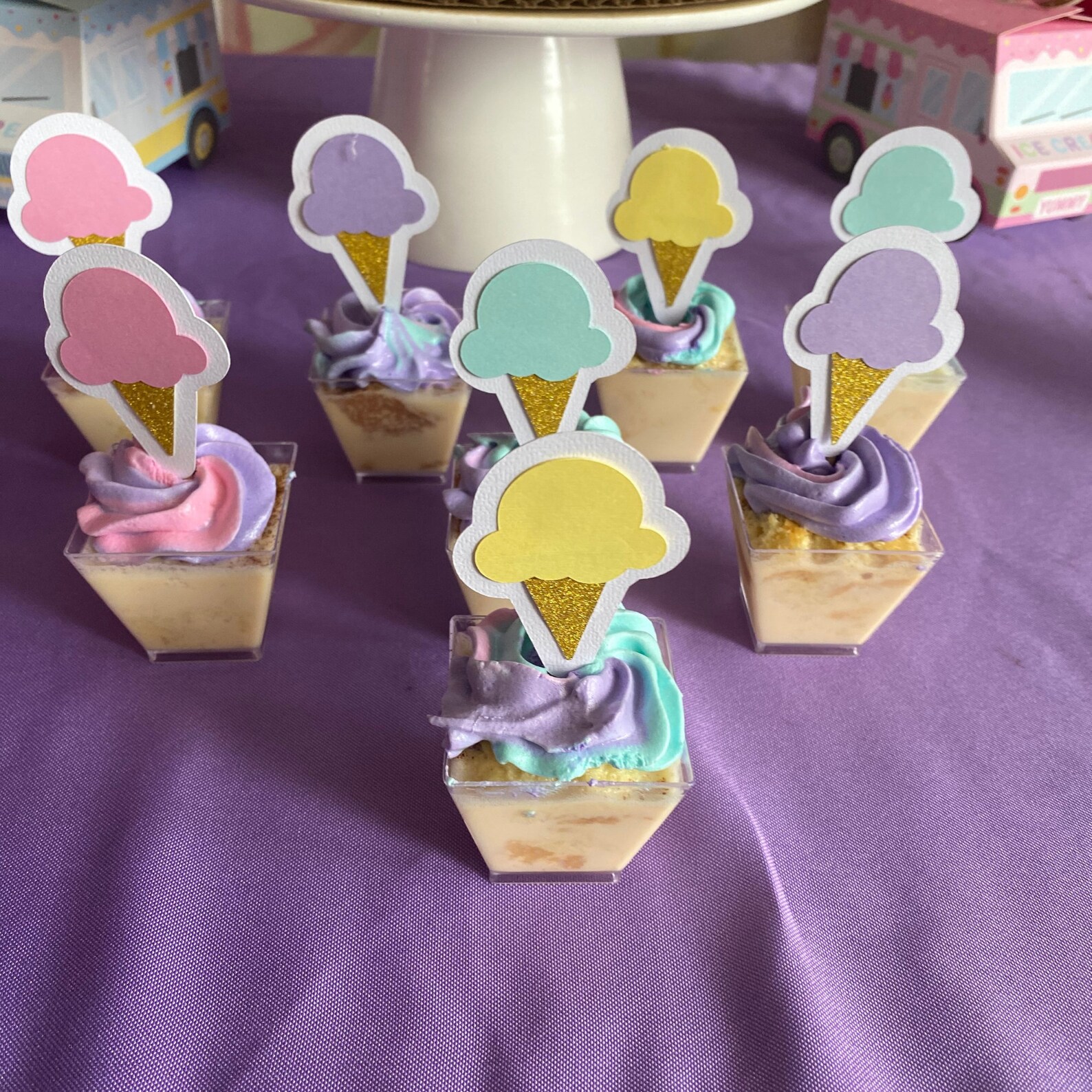 12 Ice Cream Mini Toppers Ice Cream Cupcakes Toppers Ice Etsy