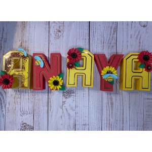 Sunflowers 3D letters, Custom 3D letters, kids bedroom decor letters, nursery name sign, 3d name letters, Sunflower Party decor and supplies