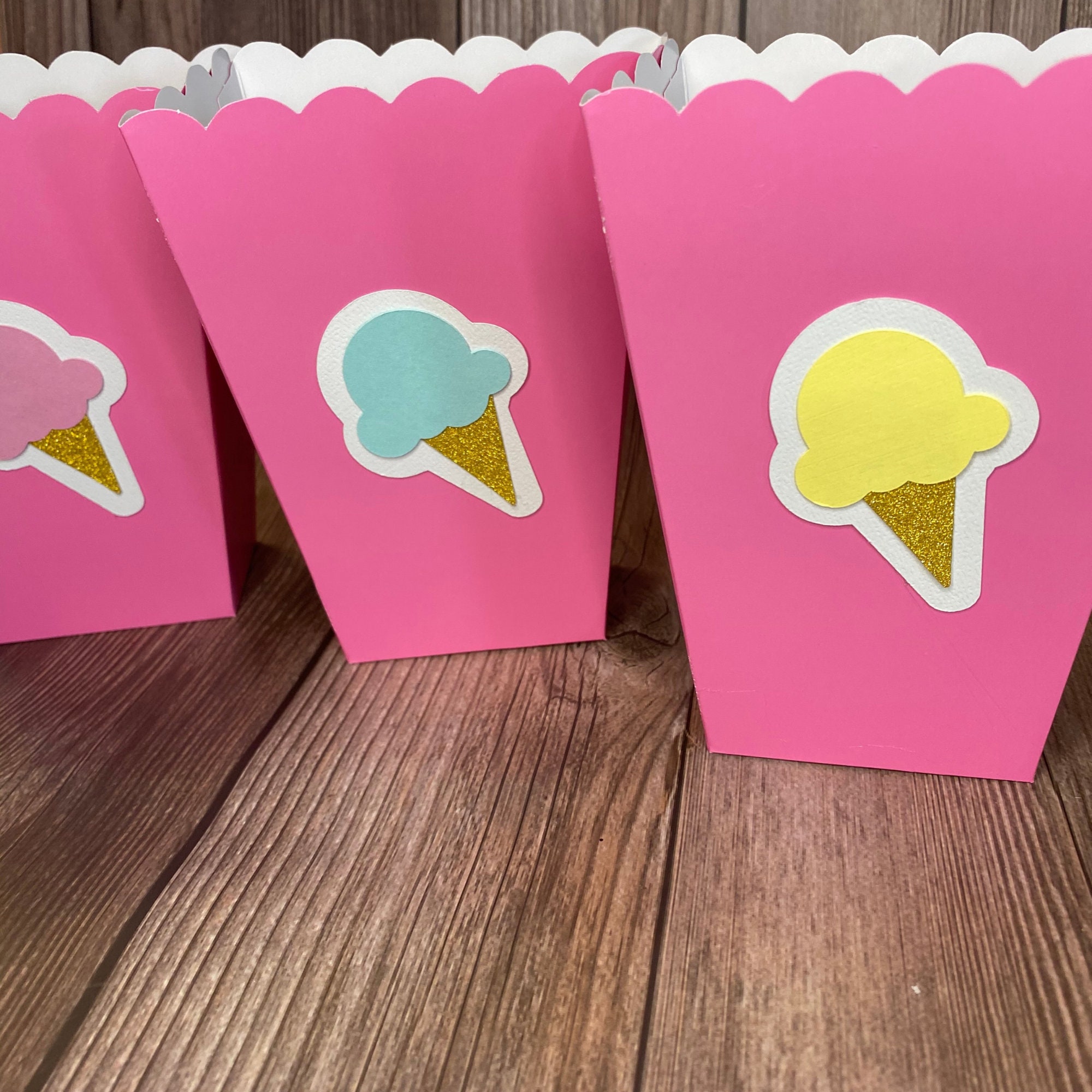 Custom Ice Cream Popcorn Boxes Ice Cream Theme Popcorn Favor Etsy