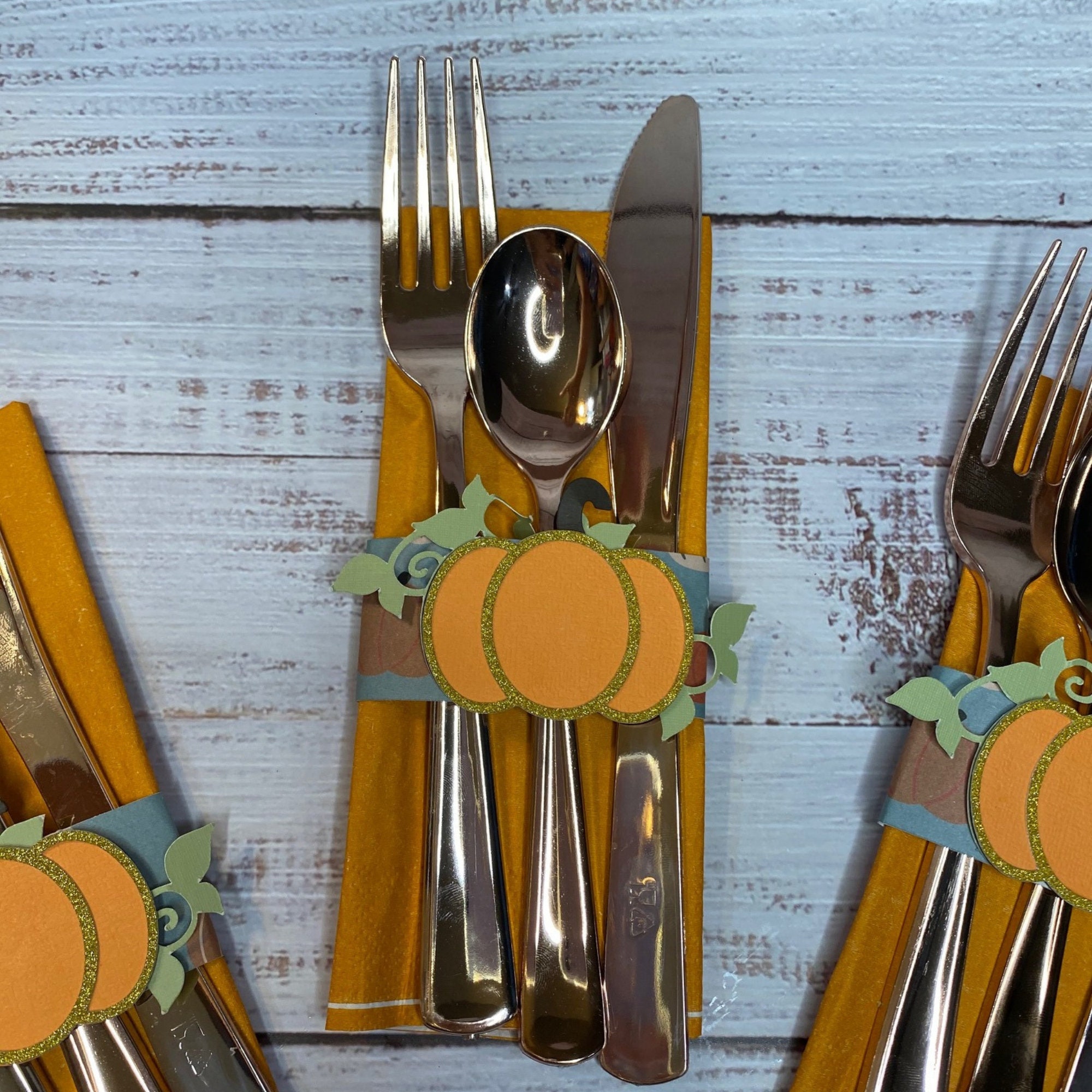 Décoration de table,Anneaux de serviette en forme de citrouille pour