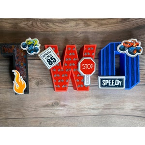 Blaze 3D Letters, Custom 3D letters, Cars 3D letters, kids bedroom decor letters, nursery name sign, 3d name letters, cars and race