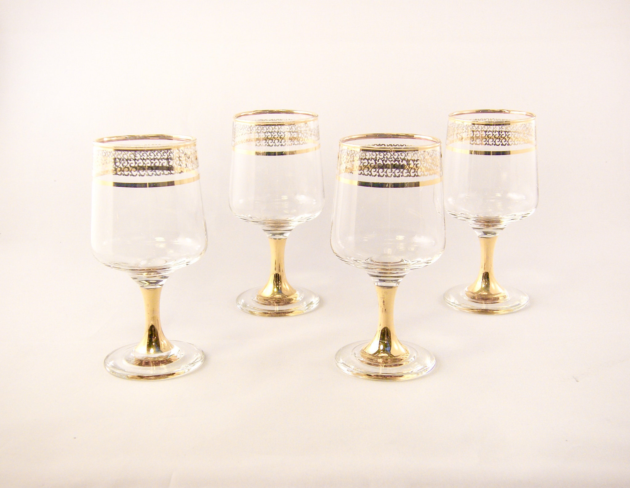 Vintage Liqueur Glasses With Ornate Gold Detail Etsy Canada