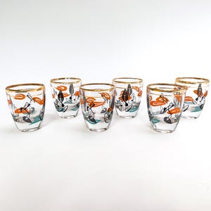 50s Atomic Design Shot Glasses. Mid Century