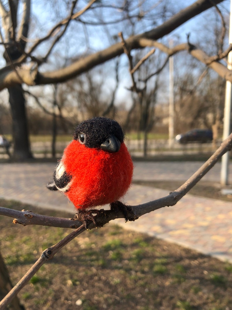 Realistic needle felted bullfinch