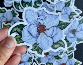 magnolia sticker, magnolia flower, white magnolia flower, white flower sticker, vinyl sticker, waterproof sticker, waterbottle, laptop,