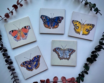 Posavasos de mariposa, conjunto de posavasos de mariposa, regalos de mariposa para mujeres, niñas mariposa para ella, para mamá, para regalos, para hermana, posavasos de madera