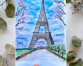 eiffel tower decor, eiffel tower print, eiffel tower gifts, Paris artwork, Paris print, Paris gift for her, Paris gift for mom, watercolor