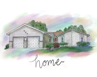 housewarming gift, house portrait from photo, new home gift, our first home gift, house drawing custom, digital, home gift, for him, for her