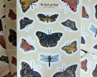 butterfly stickers, butterfly sticker sheet, stickers for water bottles, sticker for glass cups, for book, for laptop, for car, artwork, art
