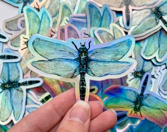 dragonfly gifts, dragonfly sticker, for women, rainbow sticker for water bottle, holographic sticker, for car, for hydro flask, bug art, art