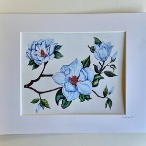 magnolia art print, magnolia flowers, print from original, vintage home decor, cottage core artwork, gift for mom, for sister, for friend