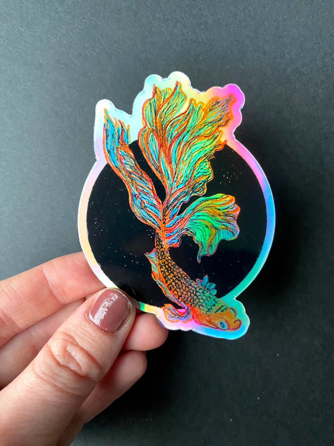 Beta Fish Sticker, Fish Sticker, Rainbow Sticker, Holographic, Cute ...