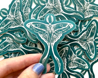 Luna moth sticker, Luna moth, moth art, waterproof sticker, fade proof, for laptop, for car, for water bottle, butterfly, for her, for him