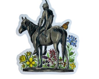 Scout sticker, scout magnet, kc landmarks, Kansas City souvenir, Kc scout, feminine kc art, waterproof sticker, Kansas City sticker, gift