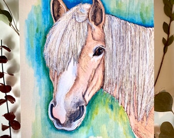Horse art print, girls, vintage, tan horse prints, farm house decor, wall decor, barn artwork, gift for horse lovers, farm gifts for women