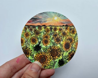 Sunflower sticker, for car, tumbler, waterproof, vinyl, for cup, for laptop, gift, for her, for friend, sunflower field, sunflower lover her
