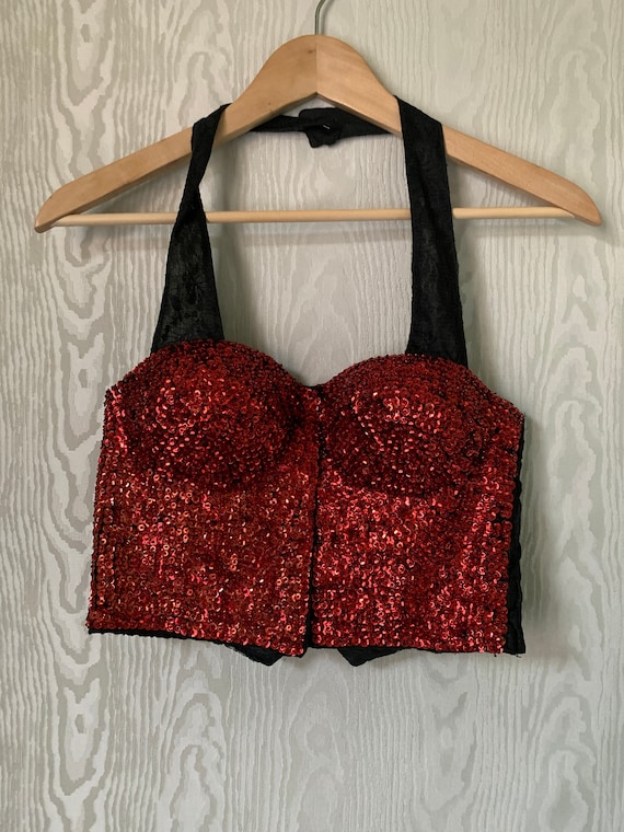 red sequins bustier