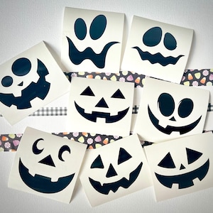 Set of 8 Halloween Pumpkin Face Decals for Pumpkin Decorations, Halloween stickers for Jack O Lantern Pumpkin Decal,Pumpkin Vinyl Decal