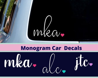 Monogram Car Decal, Vinyl Monogram, Car Monogram, Laptop Monogram, Decal, Vinyl Decal, Personalized Car Decal, Monogram Sticker