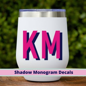 Shadow Monogram Decal: Custom Initial Sticker for Tumblers, Laptops
