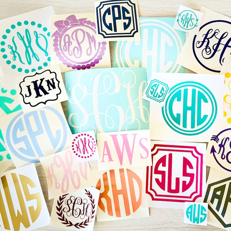 Vinyl Monogram Decal Sticker Many Colors and Styles for Car Etsy