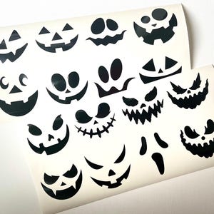 Set of 8 Halloween Pumpkin Face Decals for Pumpkin Decorations, Halloween stickers for Jack O Lantern Pumpkin Decal,Pumpkin Vinyl Decal