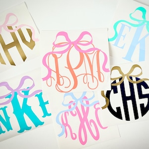 Vinyl Monogram Decal for Tumbler, Bow Monogram Decal for Phone,Laptop,Car,