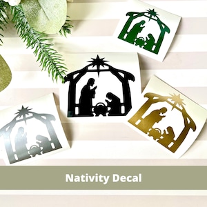Nativity Stickers, Vinyl Nativity Scene Decals for Christmas Ornaments