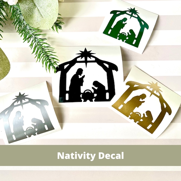 Nativity Stickers, Vinyl Nativity Scene Decals for 2-3 inch Christmas Ornaments