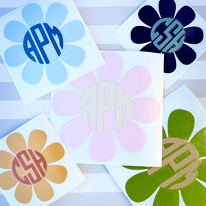 Flower Monogram Vinyl Decal Sticker, Personalized Custom Name Sticker for phone, laptop, tumbler, car