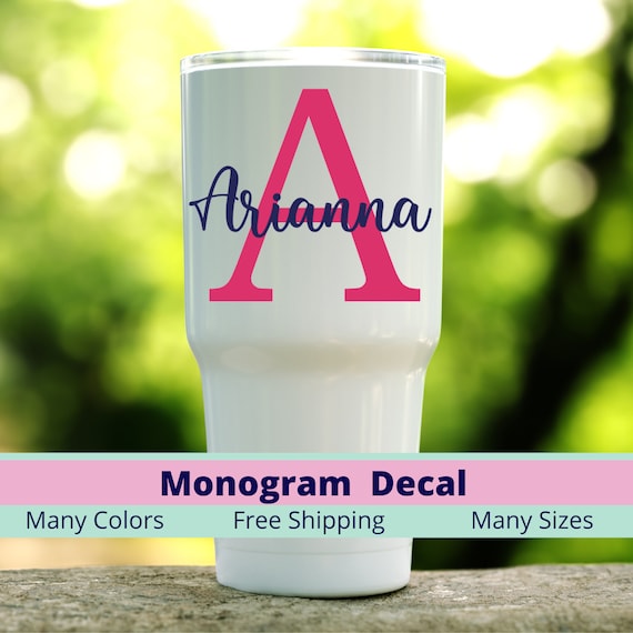 Vinyl Monogram Decal for Tumbler - Etsy