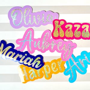 Holographic Glitter Name Decal Sticker, Custom Name Glitter Vinyl Decal, Sticker for Tumbler, Sparkle Sticker for Girls