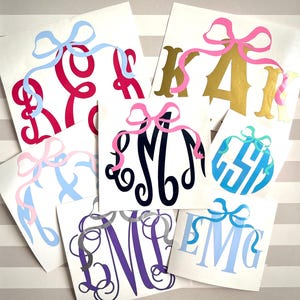 Monogram Vinyl Decal: Coquette Bow Sticker for Tumbler, Laptop, Car
