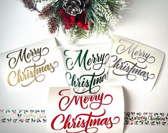 Merry Christmas Vinyl Decal: Holiday Ornament & Decor