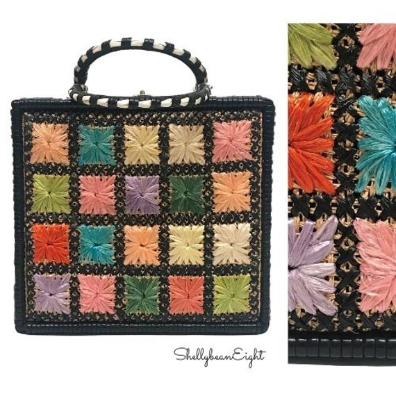 VTG 1960s 1970s Straw Wicker Raffia Handbag Bag Sa