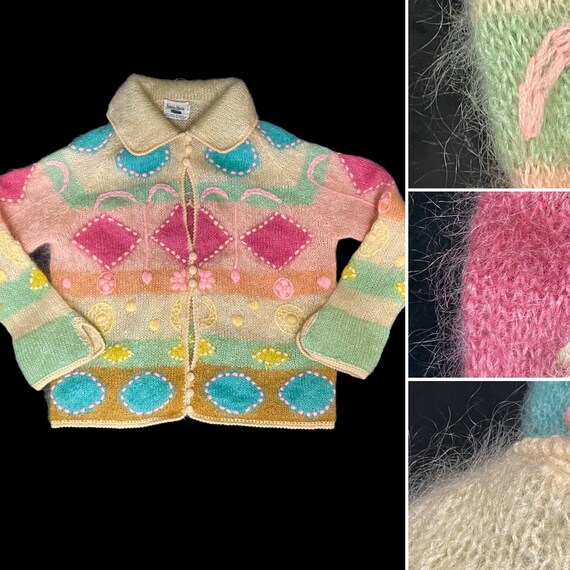 VINTAGE Neiman Marcus Hand Knit 1960s Fuzzy Furry… - image 2